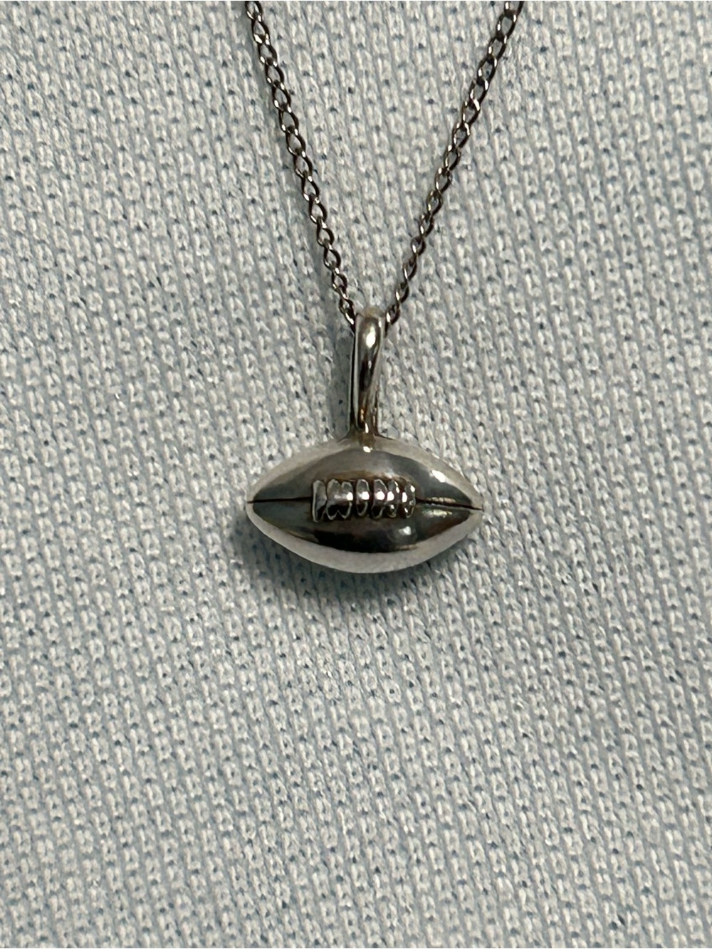 Sterling Silver Football Pendant Necklace